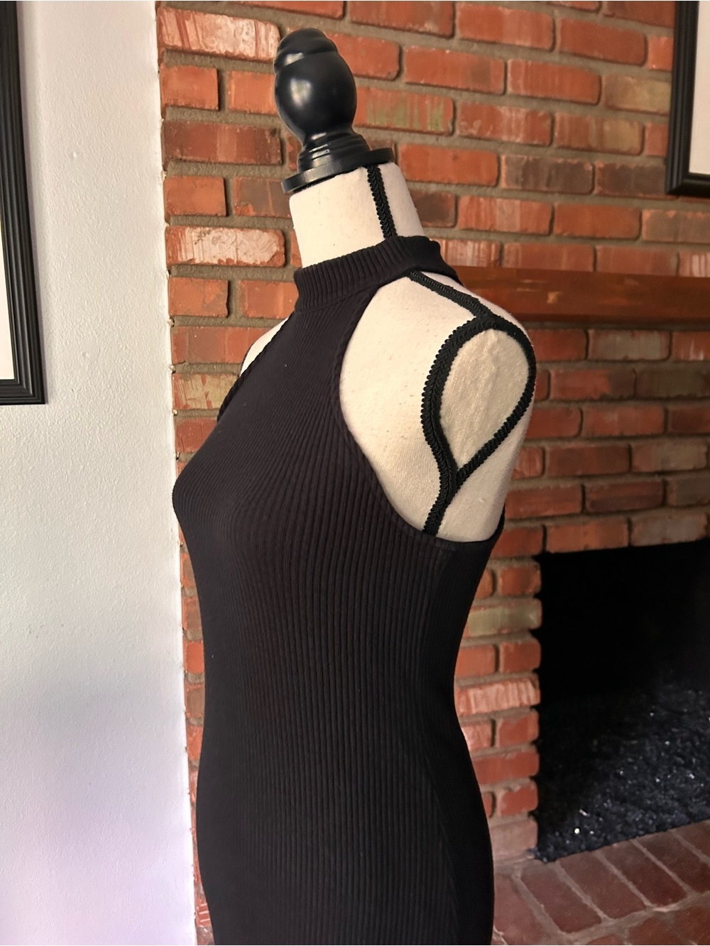 Carbon38 Kimiko High Neck Ribbed Midi Dress in Black Sz S - Picture 8 of 11